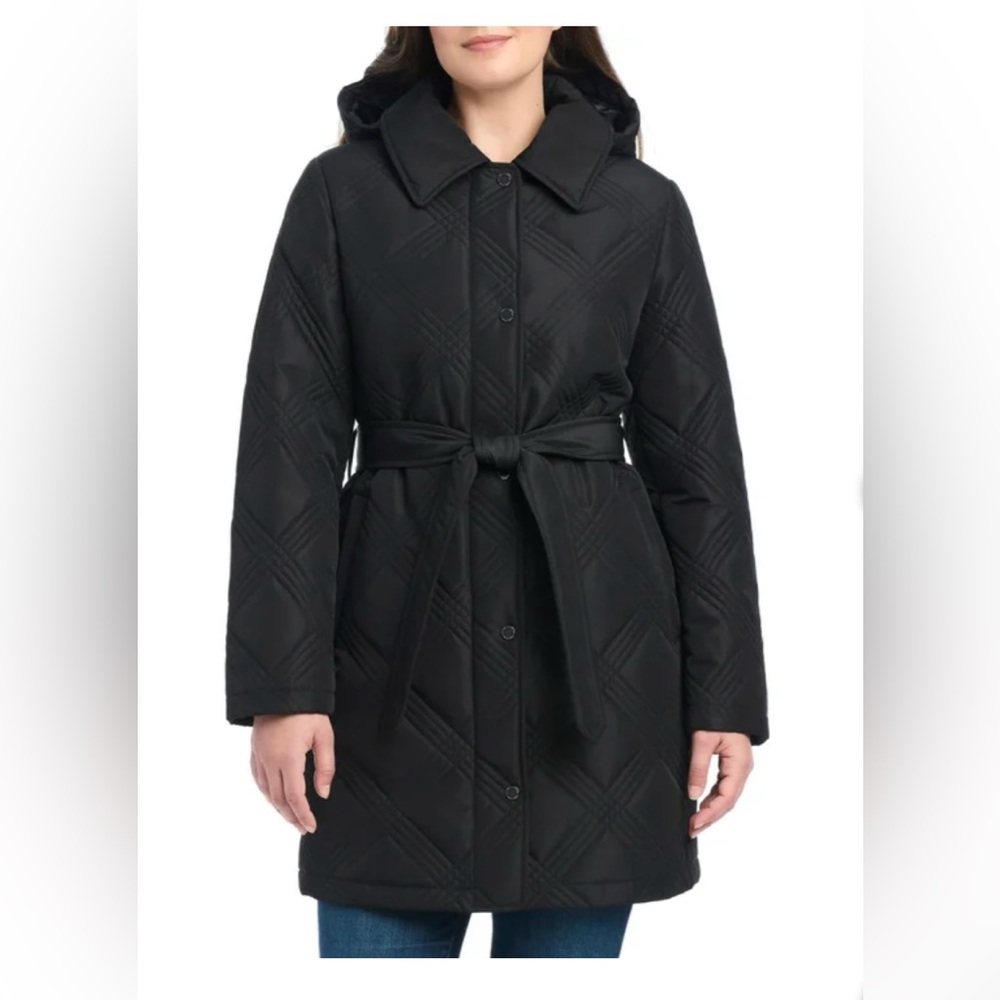 NWT Jones New York Women's Belted Quilt Jacket, Black, Small - Picture 2 of 11